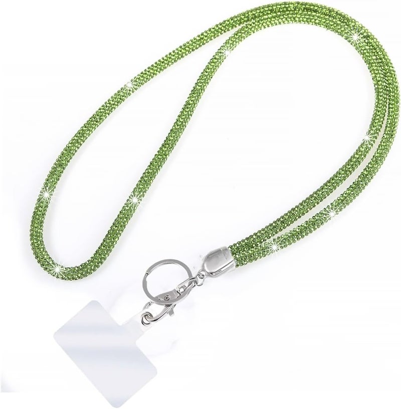 Global_Shopper Fashion 34.8'' Sparkle All Round Crystal Neck Lanyard,Bling Work Name Card Holder For Women(AB White,1PC) - Image 1